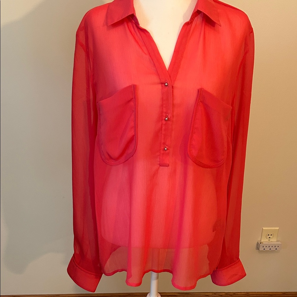 Milano Vibrant Pink Sheer Blouse